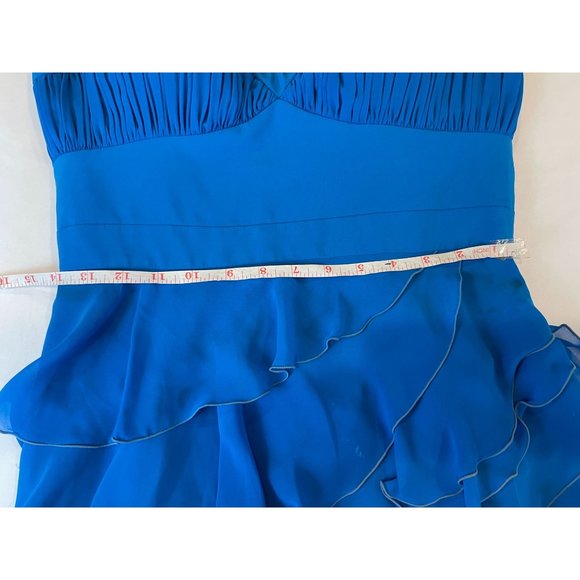Guess Womens Frill Mini Dress Pleated Ruffle Layered Adjustable Strap Blue SZ 8 - Picture 5 of 8